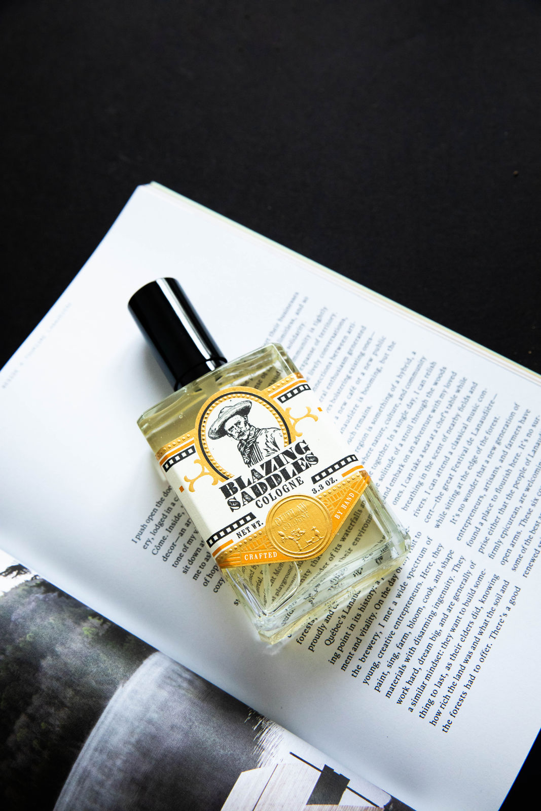 Blazing Saddles spray cologne with whiskey and leather scent by Outlaw