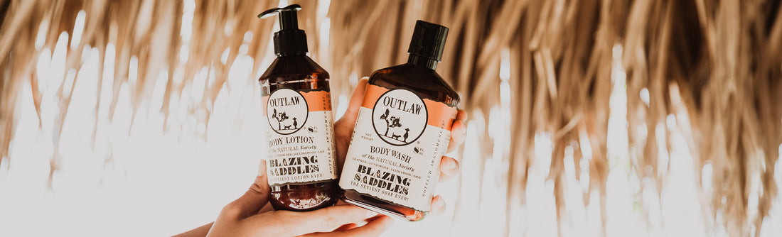 Blazing Saddles natural body wash and lotion by Outlaw