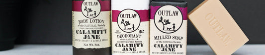 Calamity Jane natural body wash, bar soap and deodorant by Outlaw
