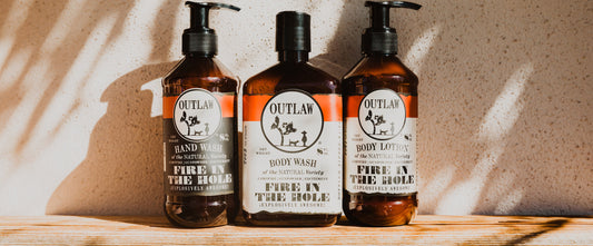 Fire in the Hole Campfire natural body wash, hand wash, and lotion by Outlaw