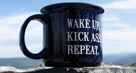 Wake Up. Kick Ass. Repeat. Mug by Outlaw