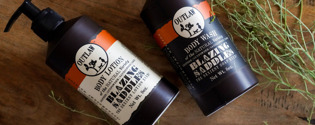 Outlaw leather-scented western Lotion and body wash for men and women