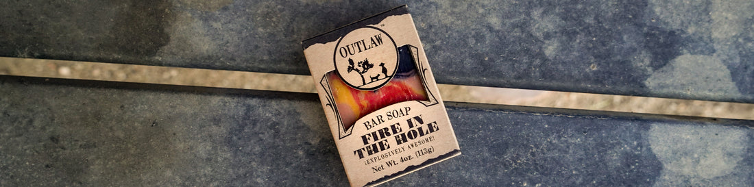 Outlaw Fire in the Hole campfire gunpowder handmade soap