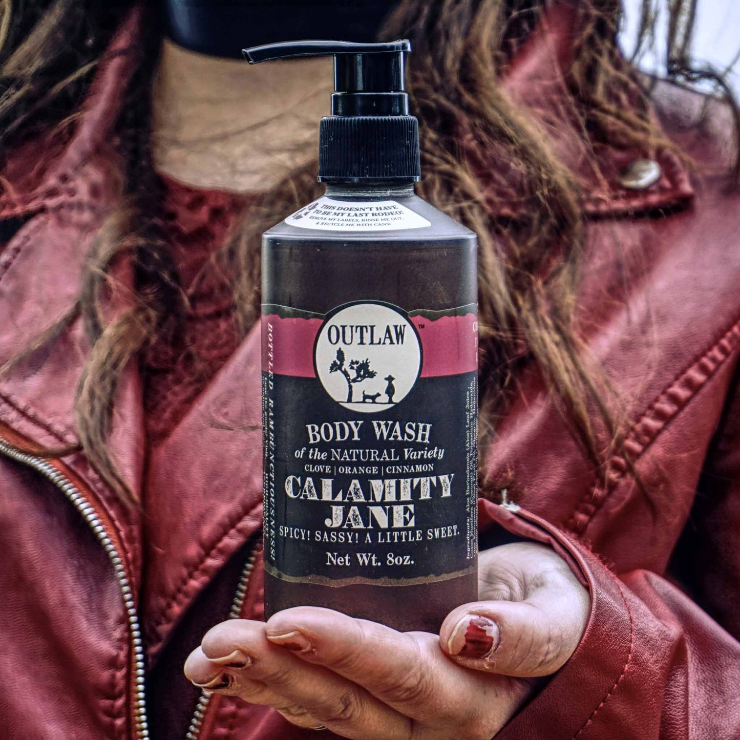 Natural body wash in Calamity Jane orange and cinnamon scent by Outlaw