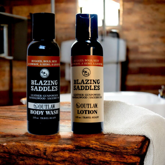 Blazing Saddles Natural Travel Size Body Wash & Lotion Set