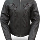 Women's Black Sport Leather Jacket with Reflective Stars
