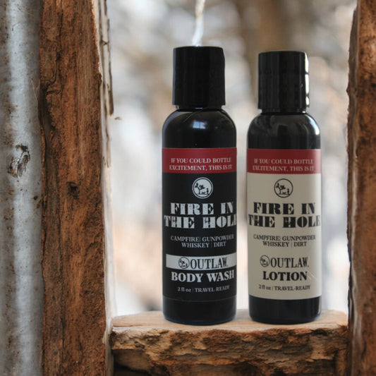 Fire in the Hole Natural Travel Size Body Wash & Lotion Set