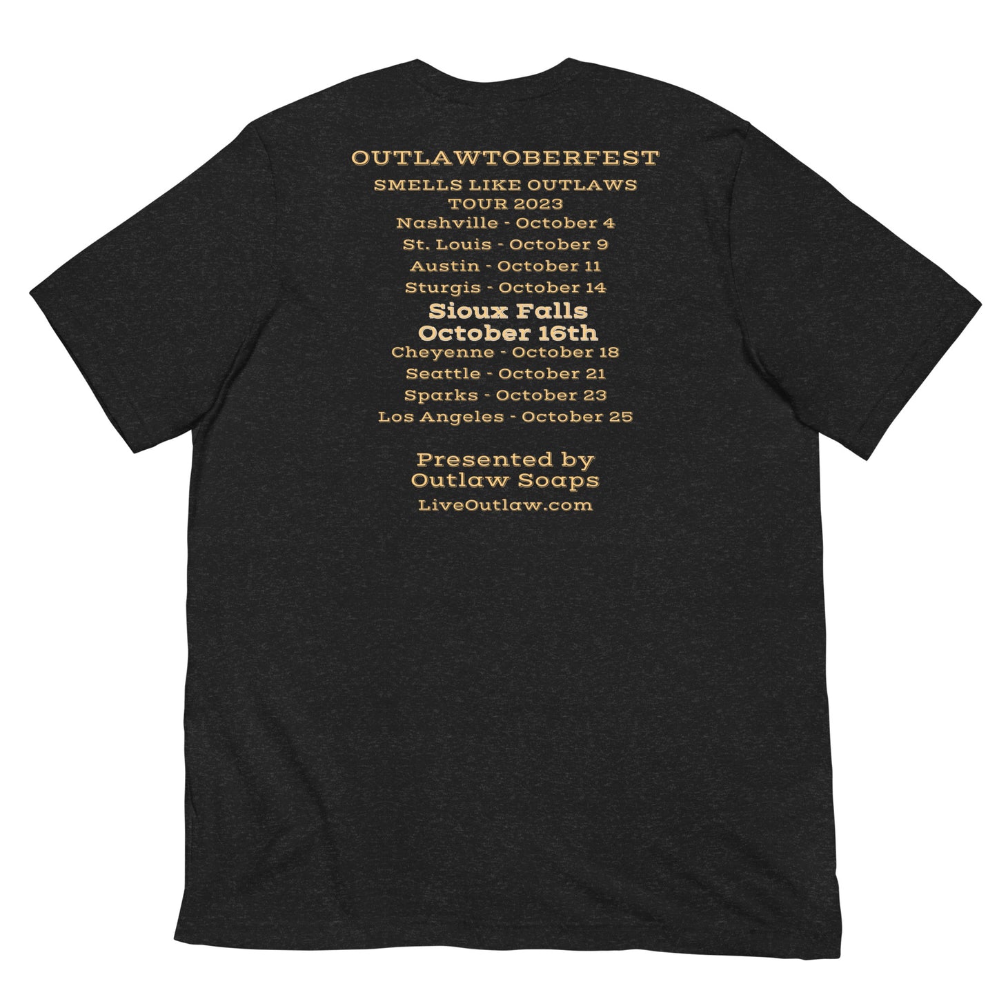 Sioux Falls T-Shirt - Outlawtoberfest 2023 - Smells like Outlaws Tour T-Shirt