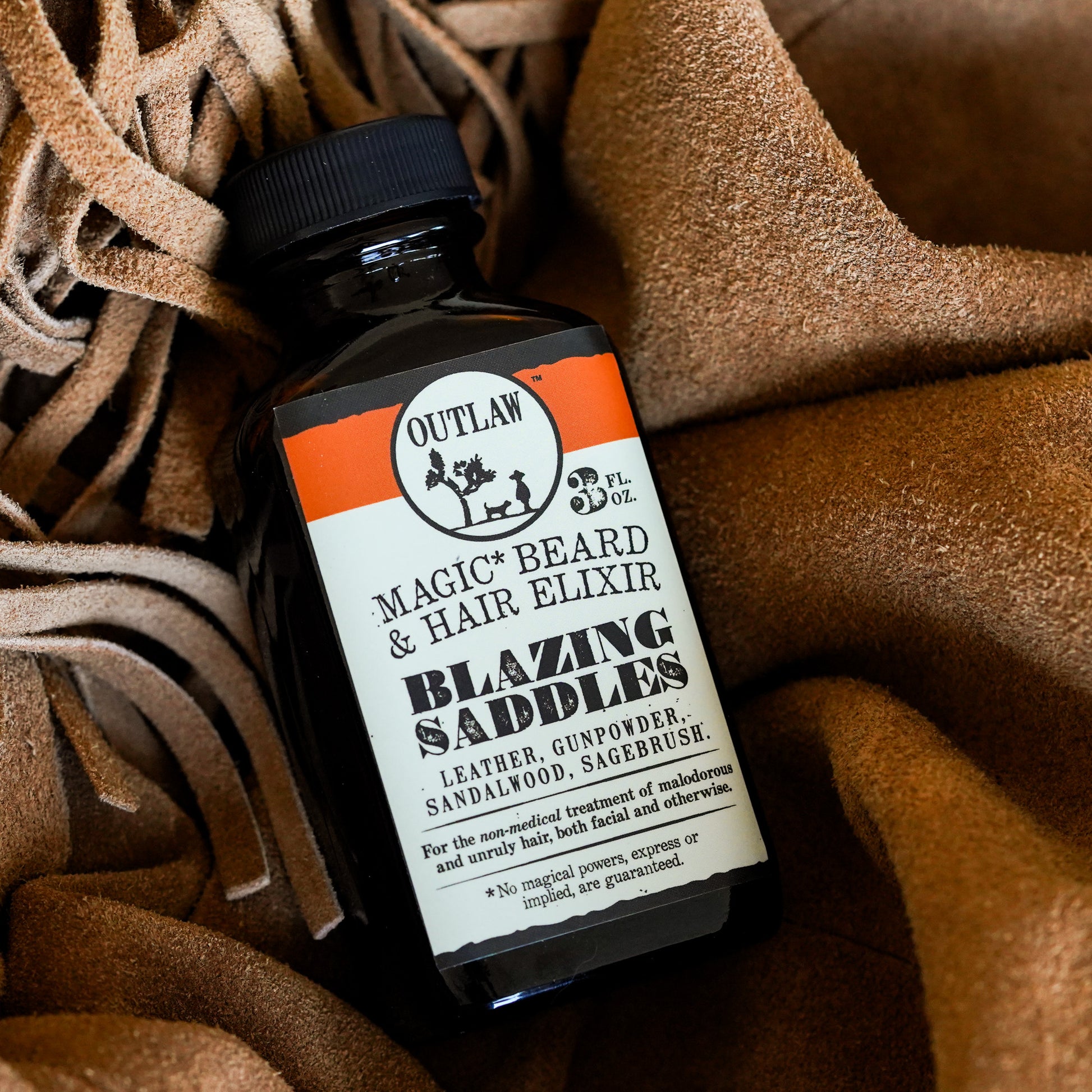 blazing saddles leather scented beard oil by Outlaw