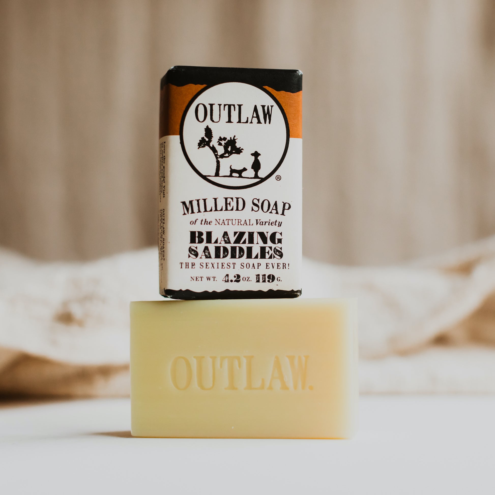 Natural leather scented soap for men by Outlaw