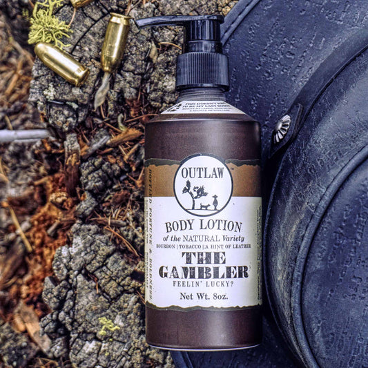 The Gambler whiskey and tobacco natural body lotion by Outlaw