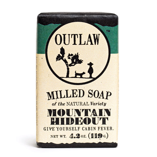 Fresh pine and earth scented natural bar soap by Outlaw