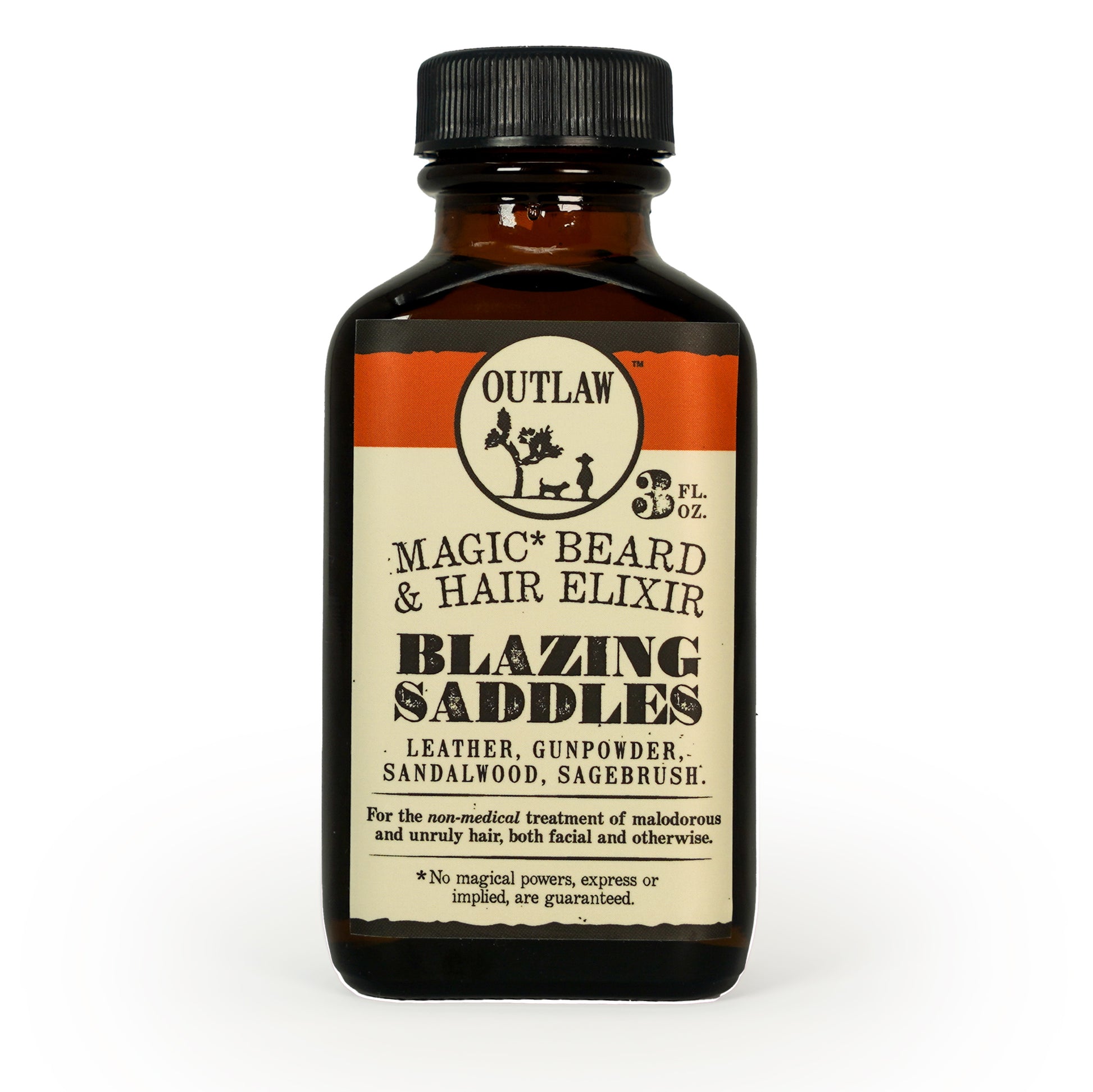 Outlaw beard oil in blazing saddles leather scent