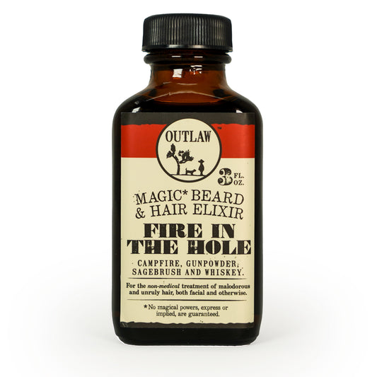 Campfire and whiskey scented beard and hair oil from Outlaw